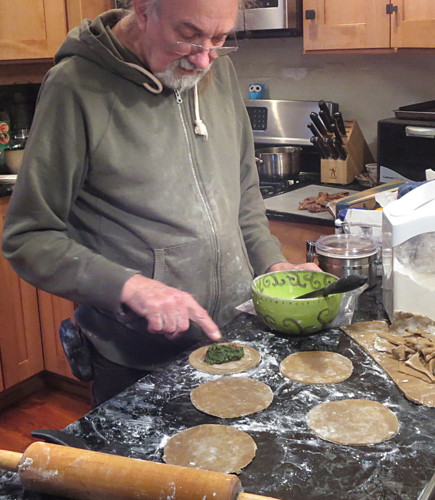 Paul making nettle empanadas